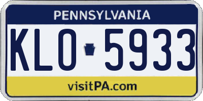 PA license plate KLO5933