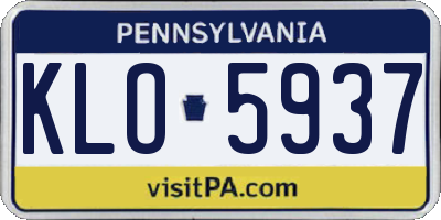 PA license plate KLO5937