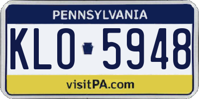 PA license plate KLO5948