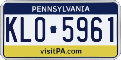 PA license plate KLO5961