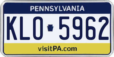 PA license plate KLO5962
