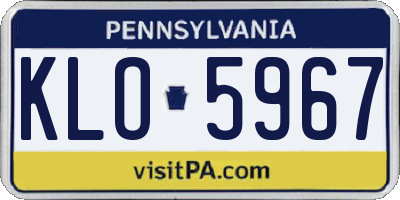PA license plate KLO5967