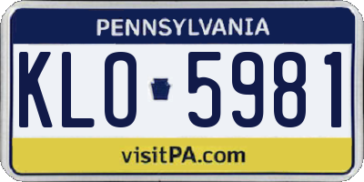 PA license plate KLO5981