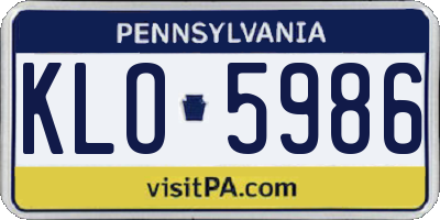PA license plate KLO5986