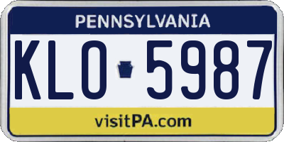 PA license plate KLO5987