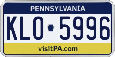 PA license plate KLO5996
