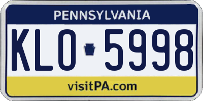 PA license plate KLO5998