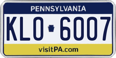 PA license plate KLO6007