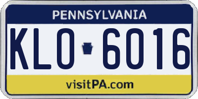 PA license plate KLO6016