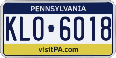 PA license plate KLO6018