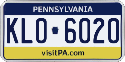 PA license plate KLO6020