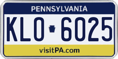 PA license plate KLO6025