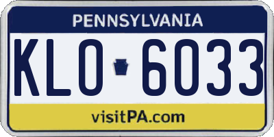 PA license plate KLO6033