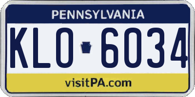 PA license plate KLO6034