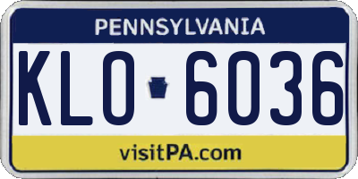 PA license plate KLO6036