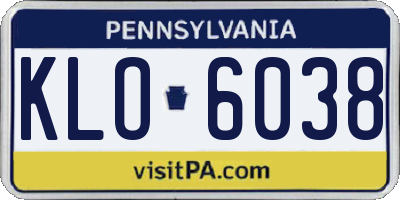 PA license plate KLO6038