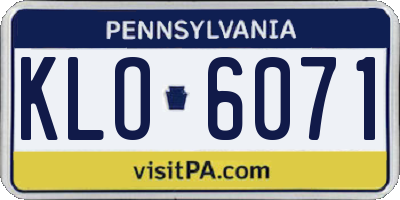 PA license plate KLO6071