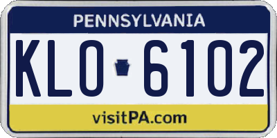 PA license plate KLO6102