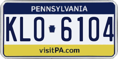 PA license plate KLO6104