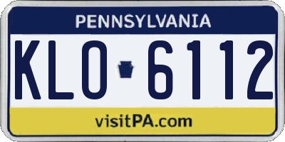 PA license plate KLO6112