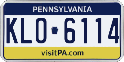 PA license plate KLO6114
