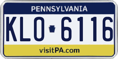PA license plate KLO6116