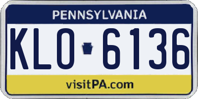 PA license plate KLO6136