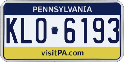 PA license plate KLO6193