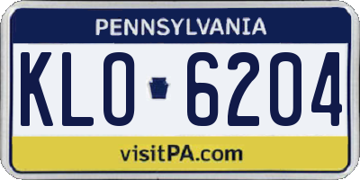 PA license plate KLO6204