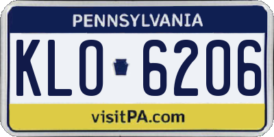 PA license plate KLO6206