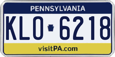 PA license plate KLO6218