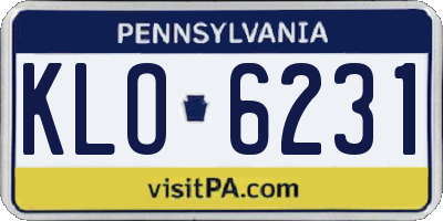 PA license plate KLO6231
