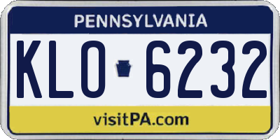 PA license plate KLO6232