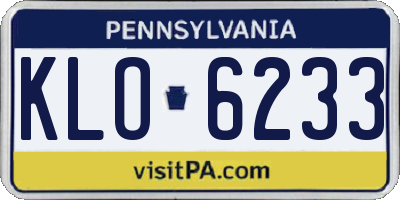 PA license plate KLO6233