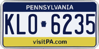 PA license plate KLO6235