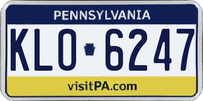 PA license plate KLO6247