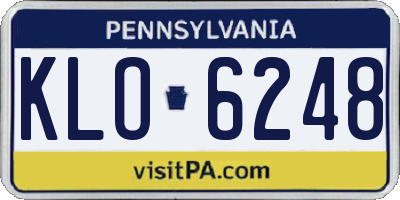 PA license plate KLO6248