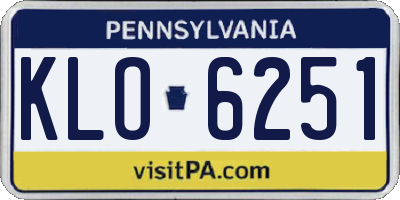 PA license plate KLO6251