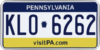 PA license plate KLO6262