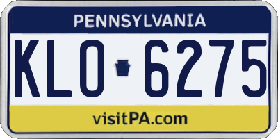 PA license plate KLO6275