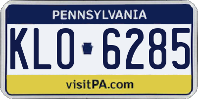 PA license plate KLO6285