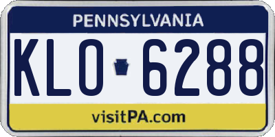 PA license plate KLO6288
