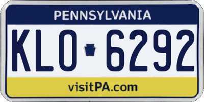 PA license plate KLO6292