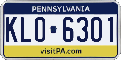 PA license plate KLO6301