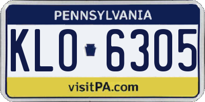 PA license plate KLO6305