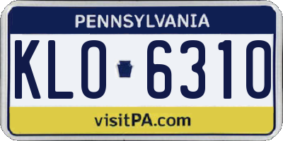 PA license plate KLO6310