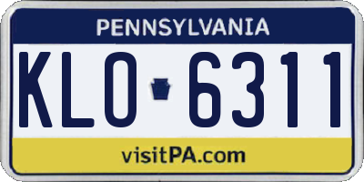 PA license plate KLO6311