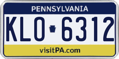 PA license plate KLO6312