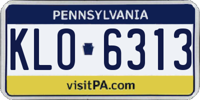 PA license plate KLO6313