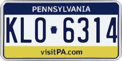 PA license plate KLO6314